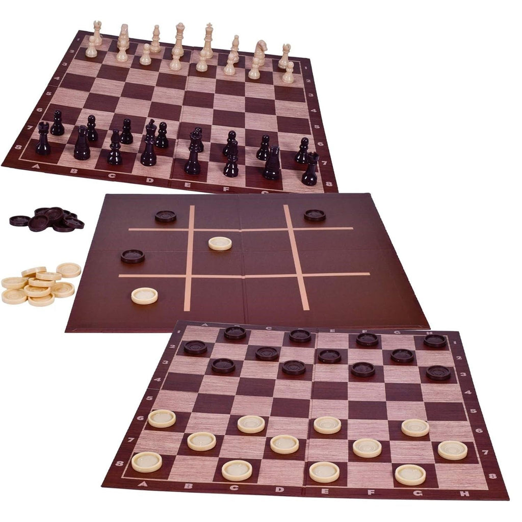 3 in 1 Classic Game Set - Chess / Draughts / Noughts & Crosses