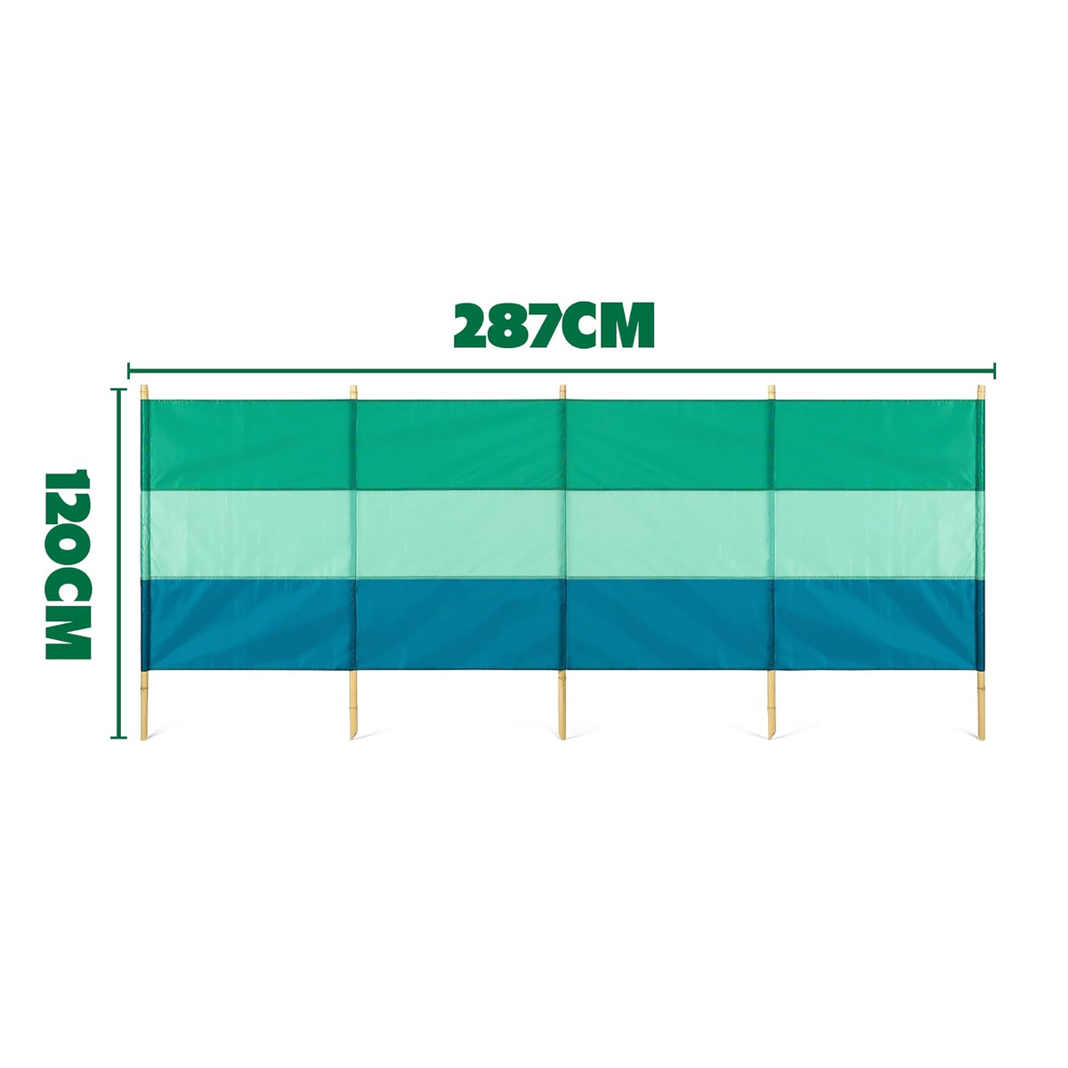 5 Pole Green Striped Eco Friendly Windbreak