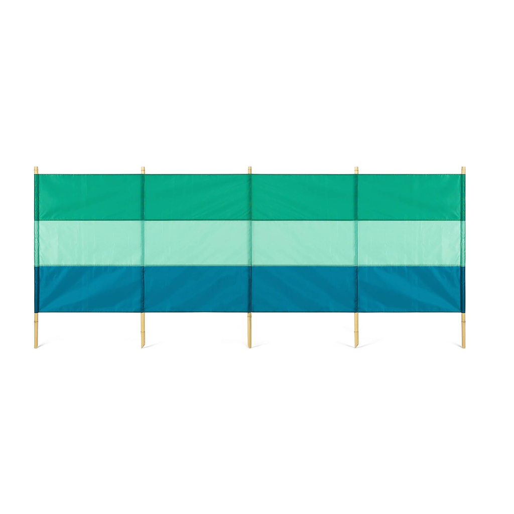 5 Pole Green Striped Eco Friendly Windbreak
