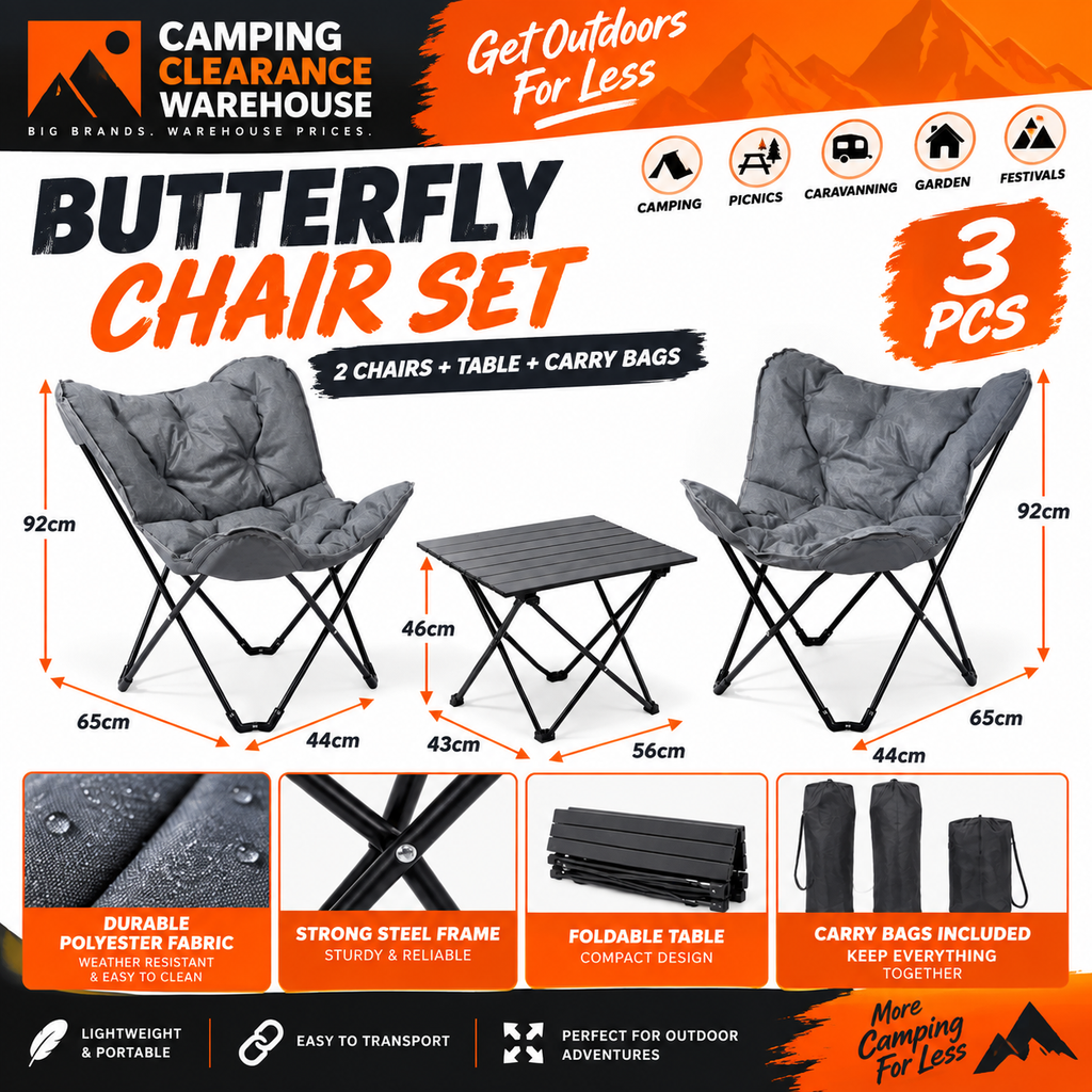 Butterfly Chairs and Table Set